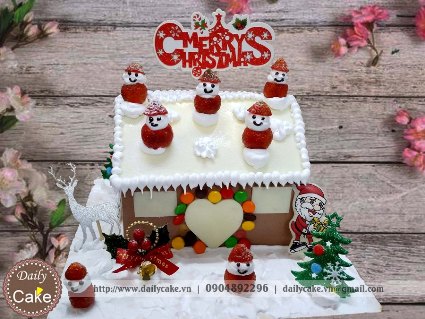 Bánh gato tạo hình ngôi nhà giáng sinh