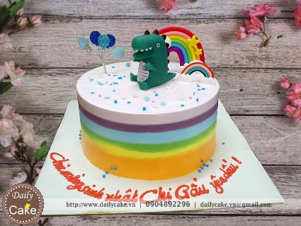 Bánh sinh nhật trang trí mô hình rồng xanh đáng yêu