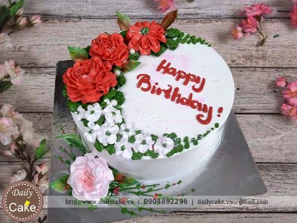 Bánh gato hoa kem đẹp tặng bạn gái