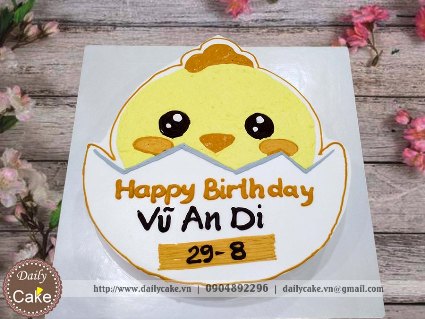 Bánh gato tạo hình chú gà con vừa mới nở