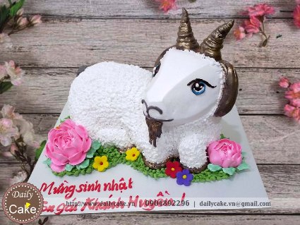 Bánh gato tạo hình con dê ngộ nghĩnh xinh xắn