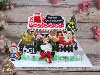 Bánh giáng sinh tạo hình ngôi nhà tuyết Noel