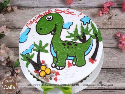 Bánh sinh nhật khủng long xanh đáng yêu