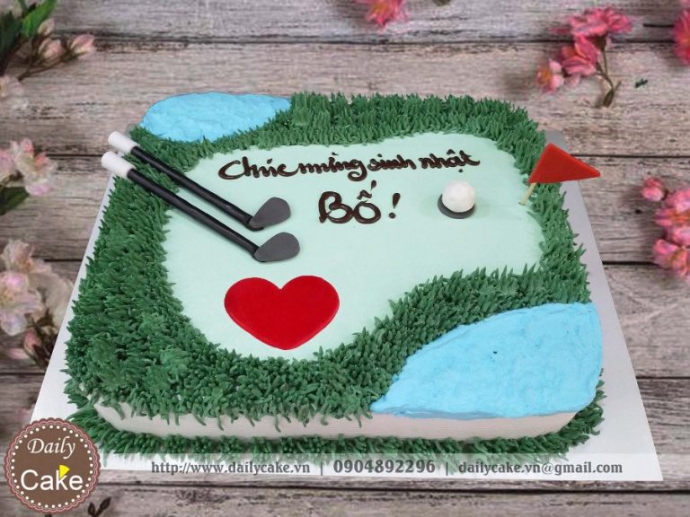 Bánh fondant sinh nhật hình gậy và bóng Golf