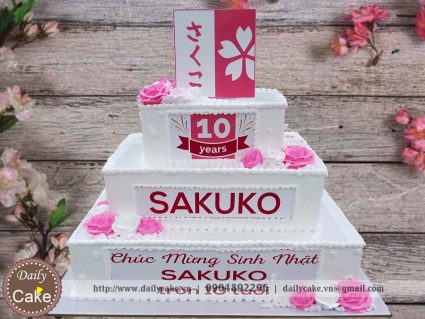 Bánh gato 3 tầng sinh nhật hệ thống siêu thị đồ Nhật Sakuko