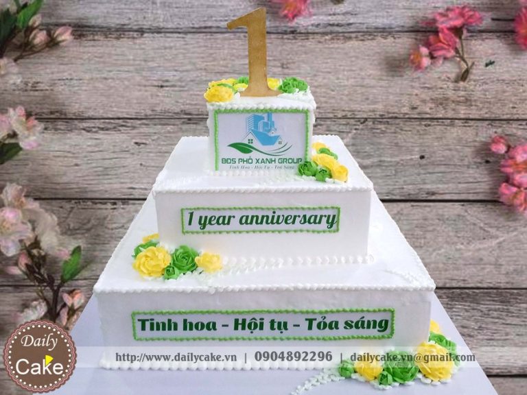 Bánh gato 3 tầng sinh nhật sàn bất động sản Phố Xanh Group
