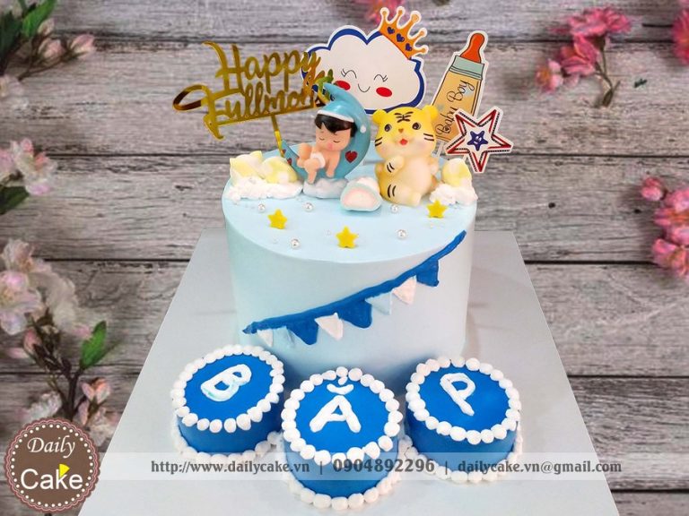 Bánh kem đầy tháng bé trai tuổi con hổ
