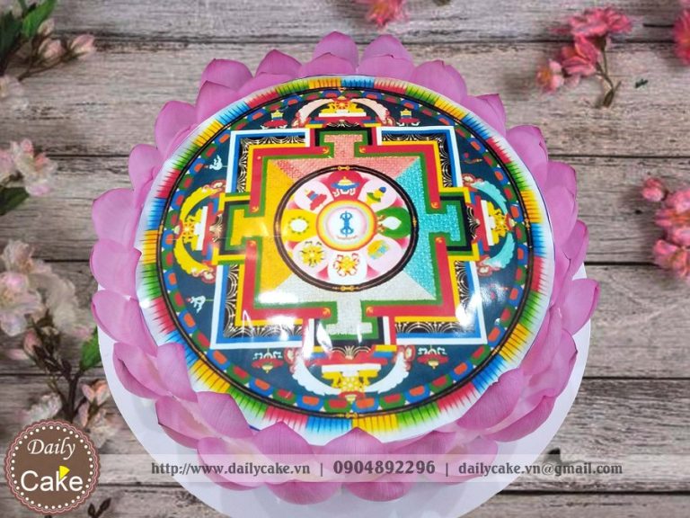 Bánh gato hình hoa sen mừng ngày Phật đản