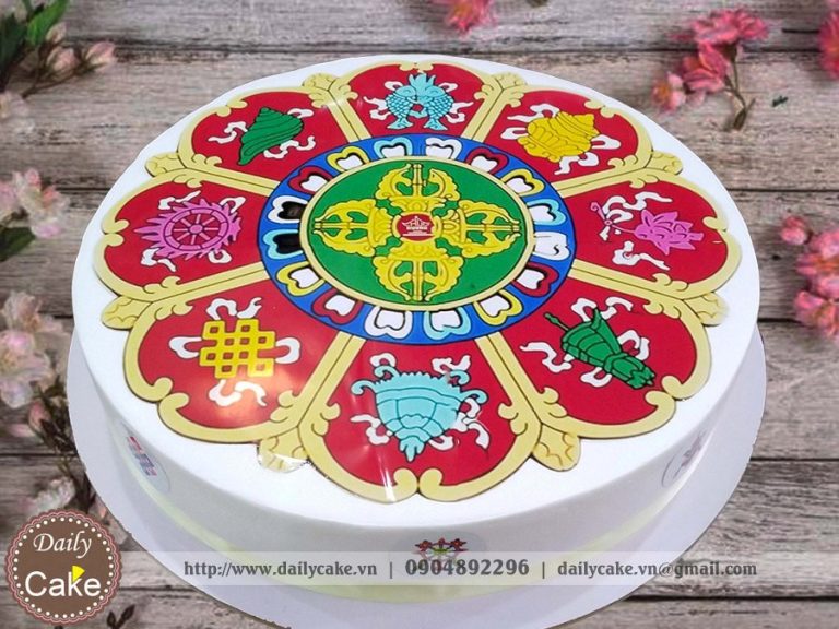 Bánh gato in hình biểu tượng Bát bảo trong Phật giáo