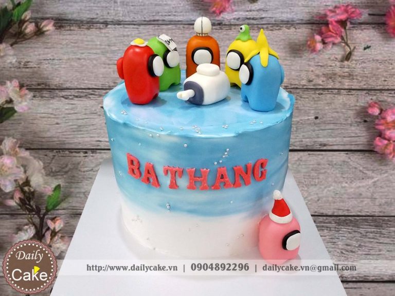 Bánh sinh nhật fondant hình Among Us ngộ nghĩnh đáng yêu