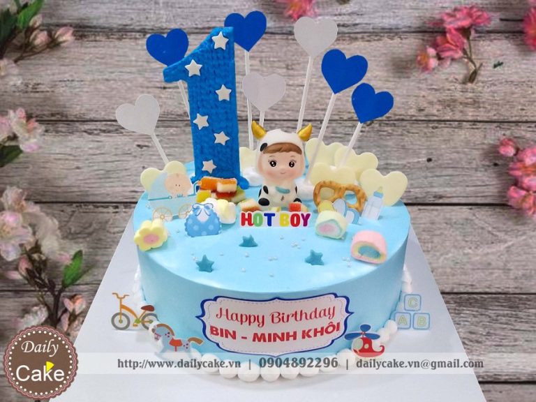Bánh sinh nhật bé trai 1 tuổi phù hợp các bé tuổi trâu