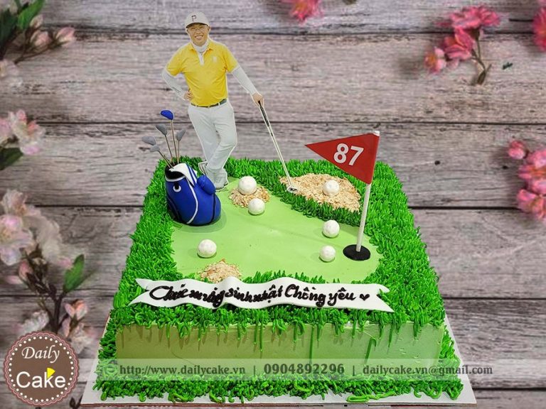 Bánh fondant sinh nhật chồng yêu đam mê chơi golf