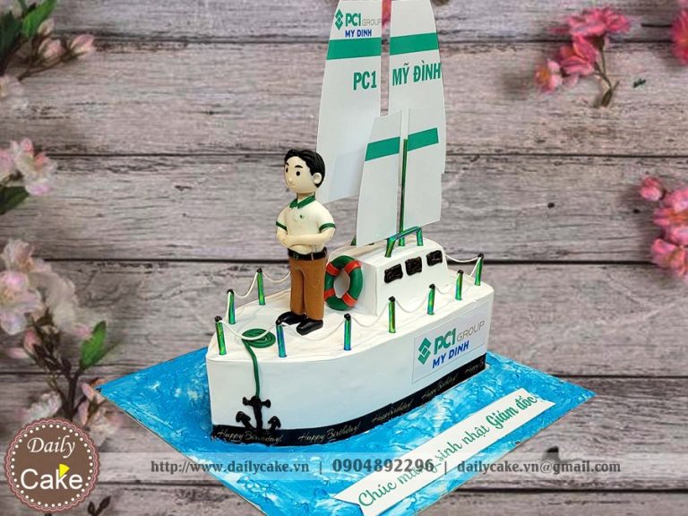 Bánh gato hình con tàu và thủy thủ mừng sinh nhật PC1 Group