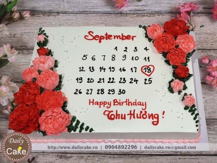 Bánh gato hoa kem tươi sinh nhật tháng 9