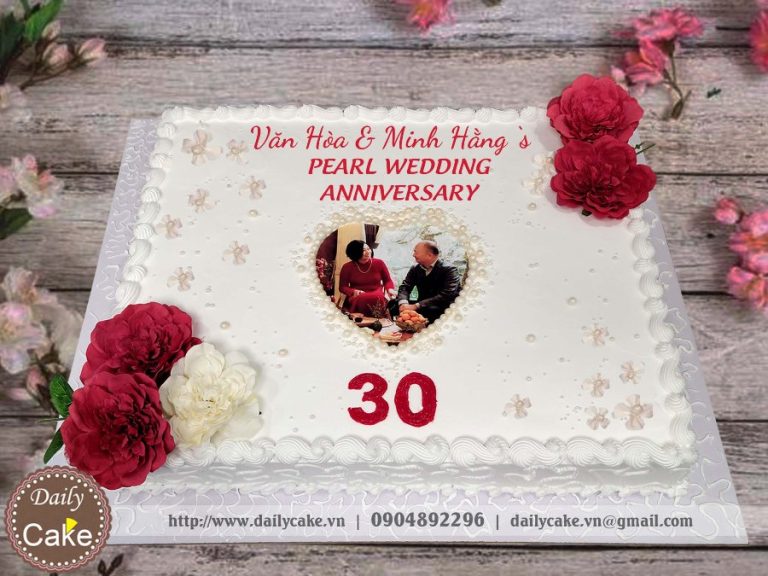 Bánh in ảnh kỷ niệm đám cưới ngọc trai