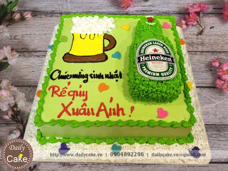 Bánh gato hình chai bia heineken mừng sinh nhật anh trai