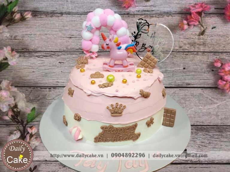 Bánh sinh nhật trang trí ngựa pony đồ chơi bập bênh