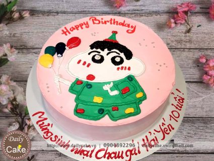 Bánh sinh nhật vẽ hình cu Shin cậu bé bút chì