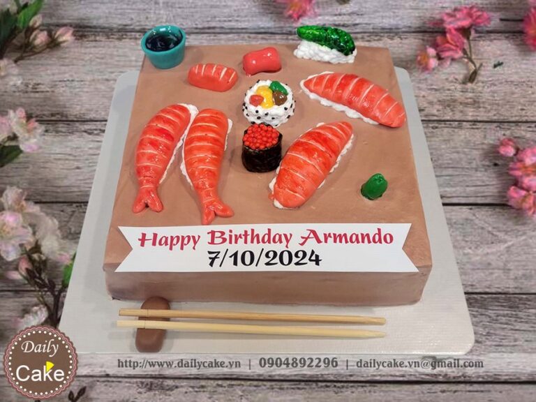Bánh fondant sinh nhật Sushi cho tín đồ ẩm thực Nhật Bản